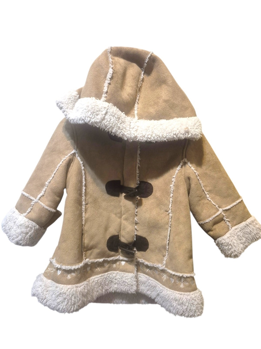 George Tan Faux-Shearling Hooded Pea Coat for Kids